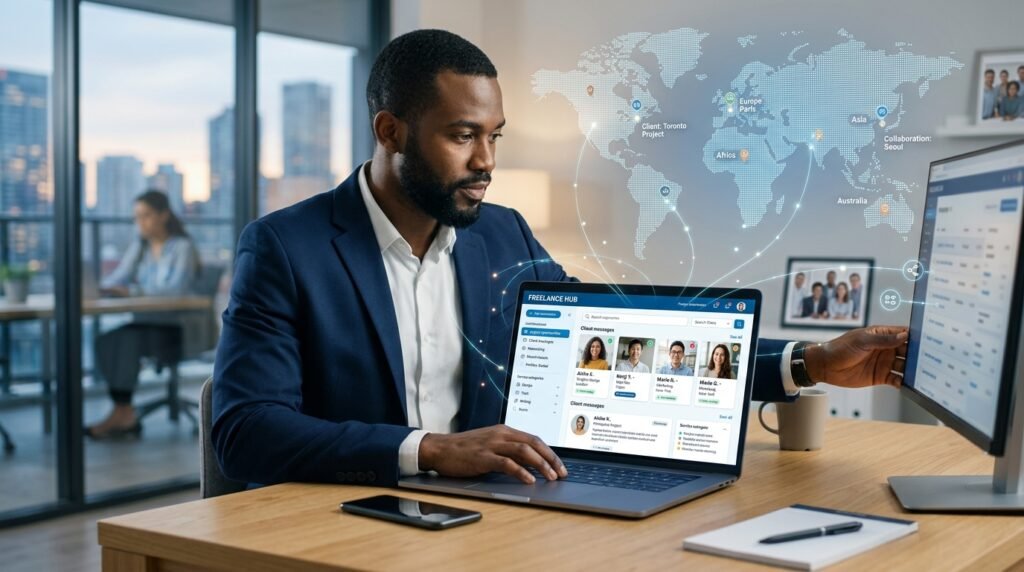 Freelancer connecting with potential clients through LinkedIn