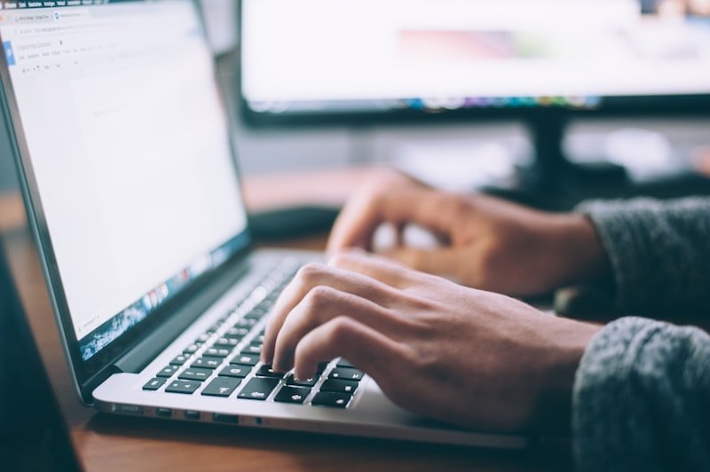 Blogging and content writing on a laptop